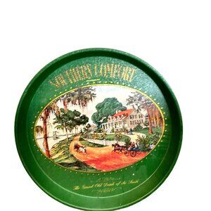 Southern Comfort Metal Serving Tray With Vintage Plantation Scene